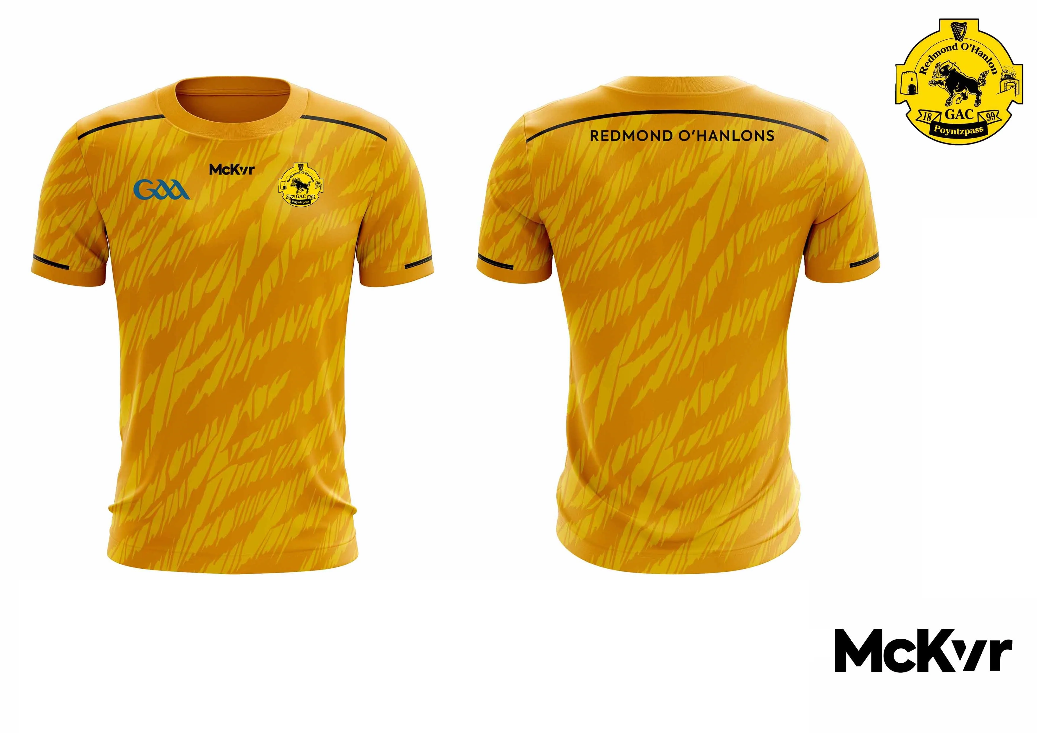 Redmond O'Hanlons McKvr GAA Jersey - Yellow Stripped