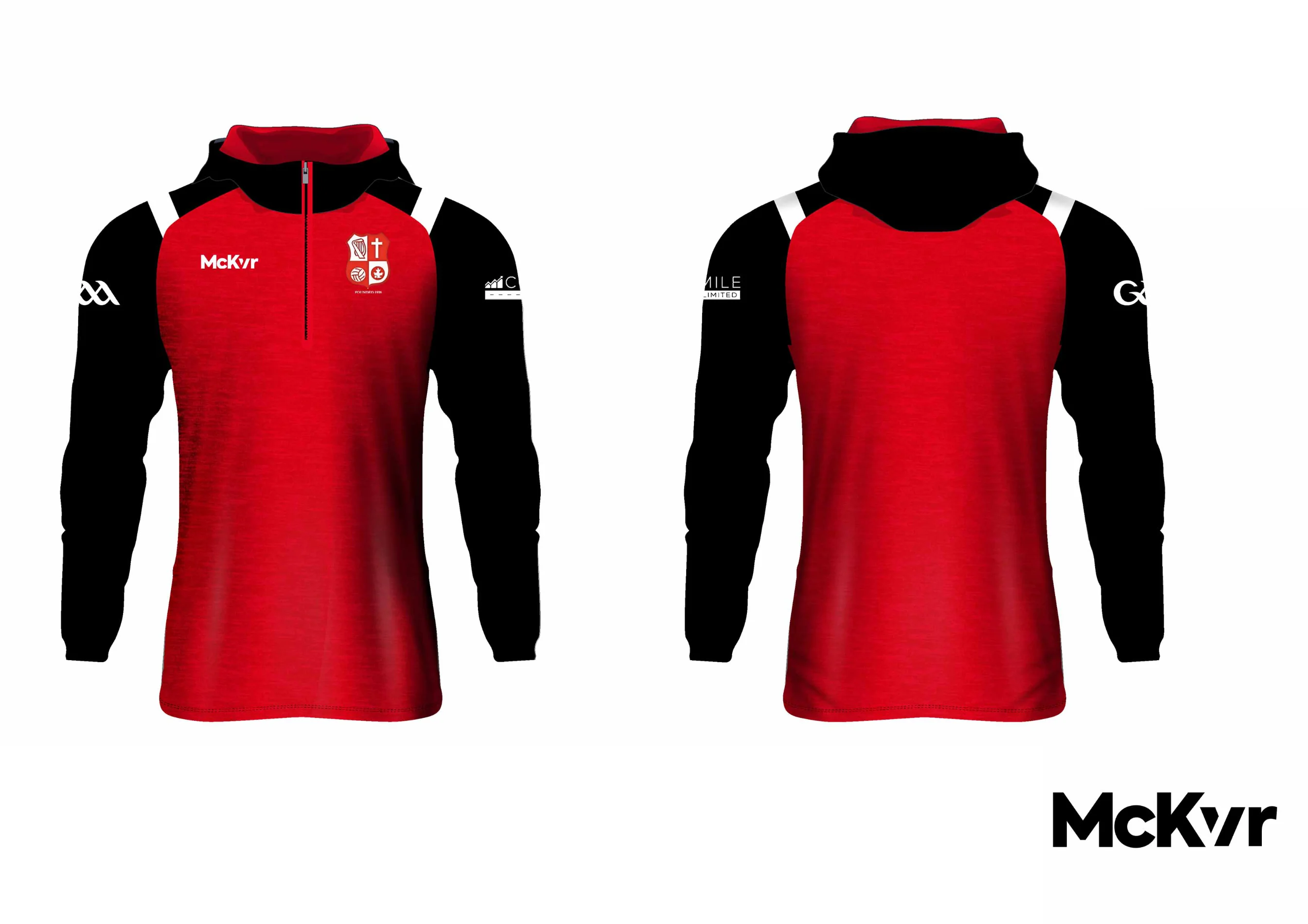 St.Aidan's GAC McKvr Quarter Zip Hoodie - Red